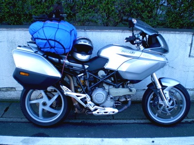 My Multistrada 1000DS '03 loaded and ready for the endless winding roads of Kyushu, J