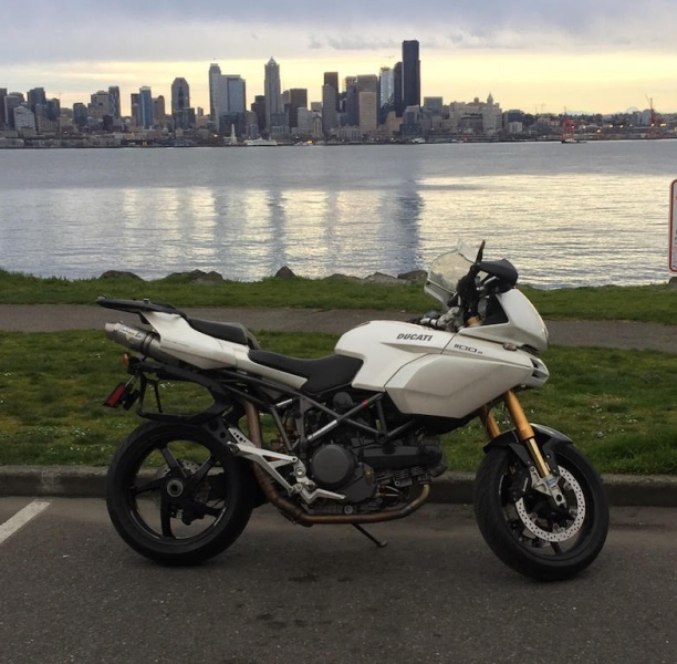 Lia's 2009 1100s, with Seattle in the background